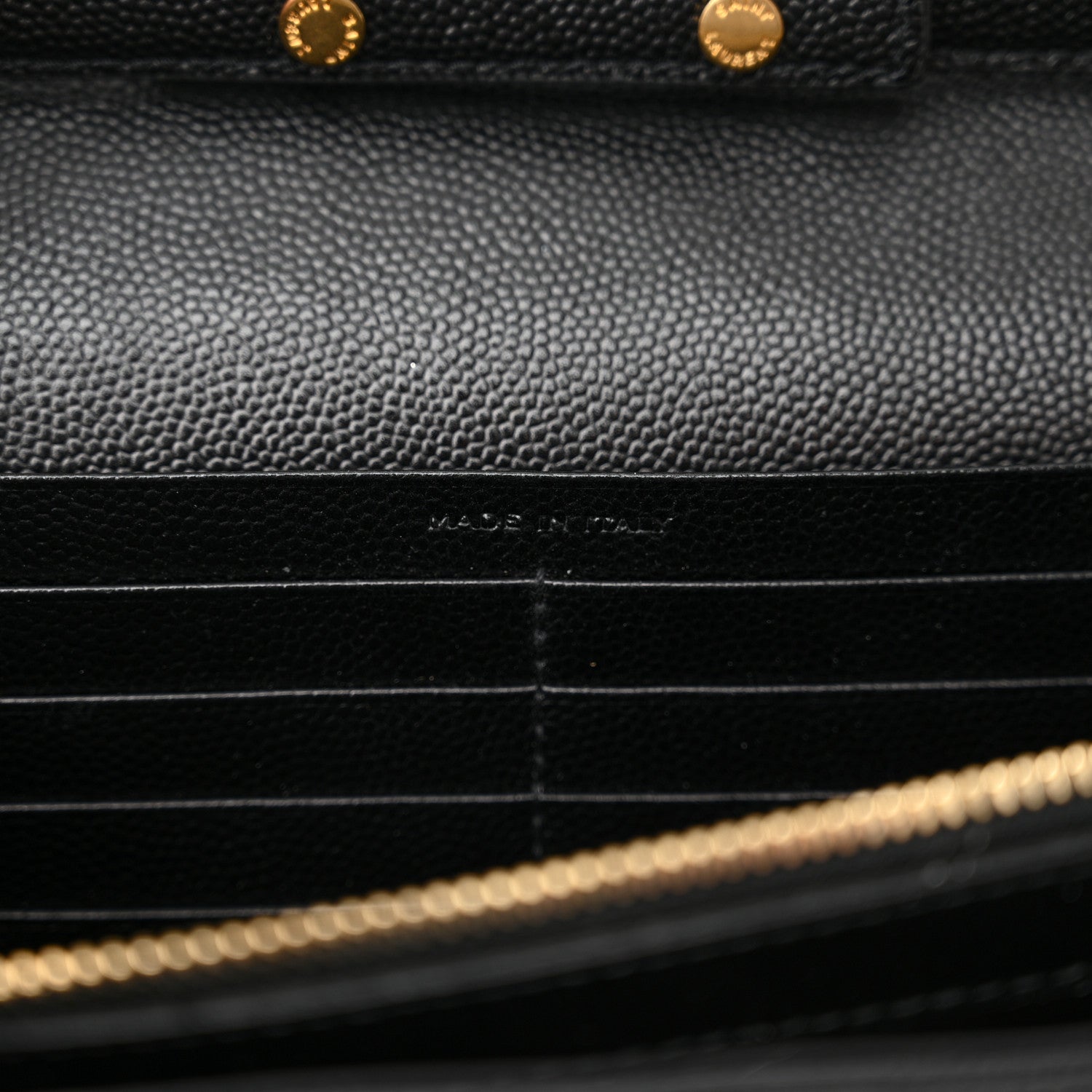 Saint Laurent Grain De Poudre Matelasse Chevron Monogram Chain Wallet Black 6 of 12