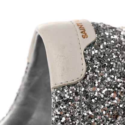 Saint Laurent Calfskin Crystal Glitter Andy Sneakers 36 Silver 10 of 12