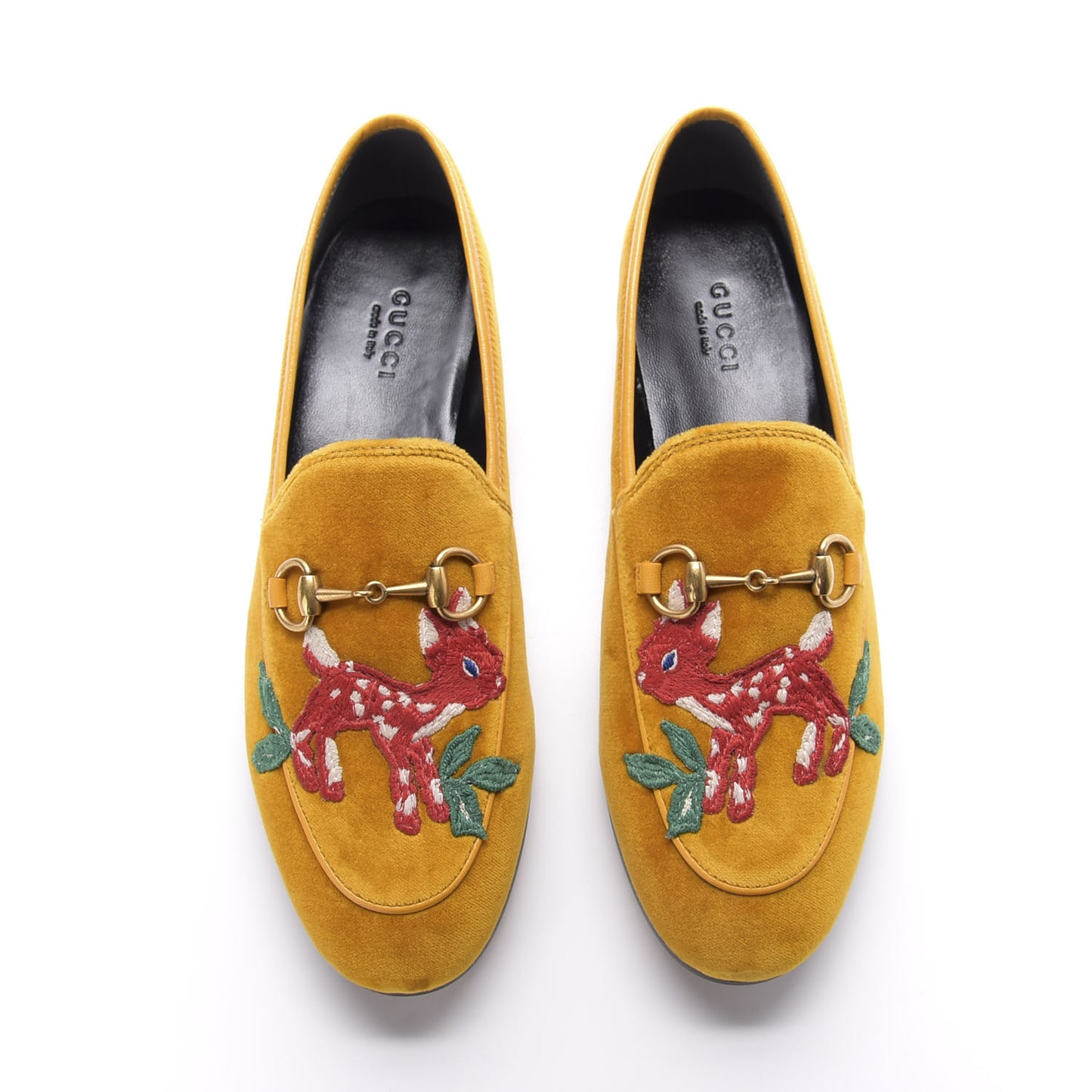 Softy Velvet Malaga Kid Deer Embroidered Jordaan Loafers 36.5 Senape Crop