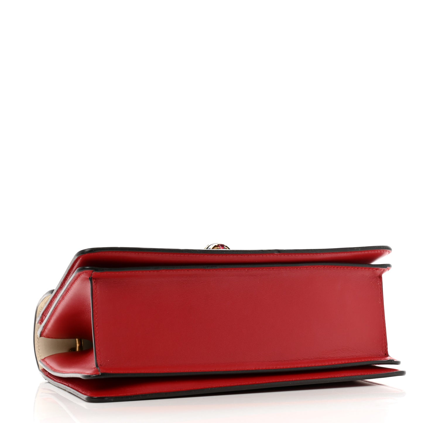 Calfskin Sylvie Web Small Queen Margaret Top Handle Bag Hibiscus Red Mystic White