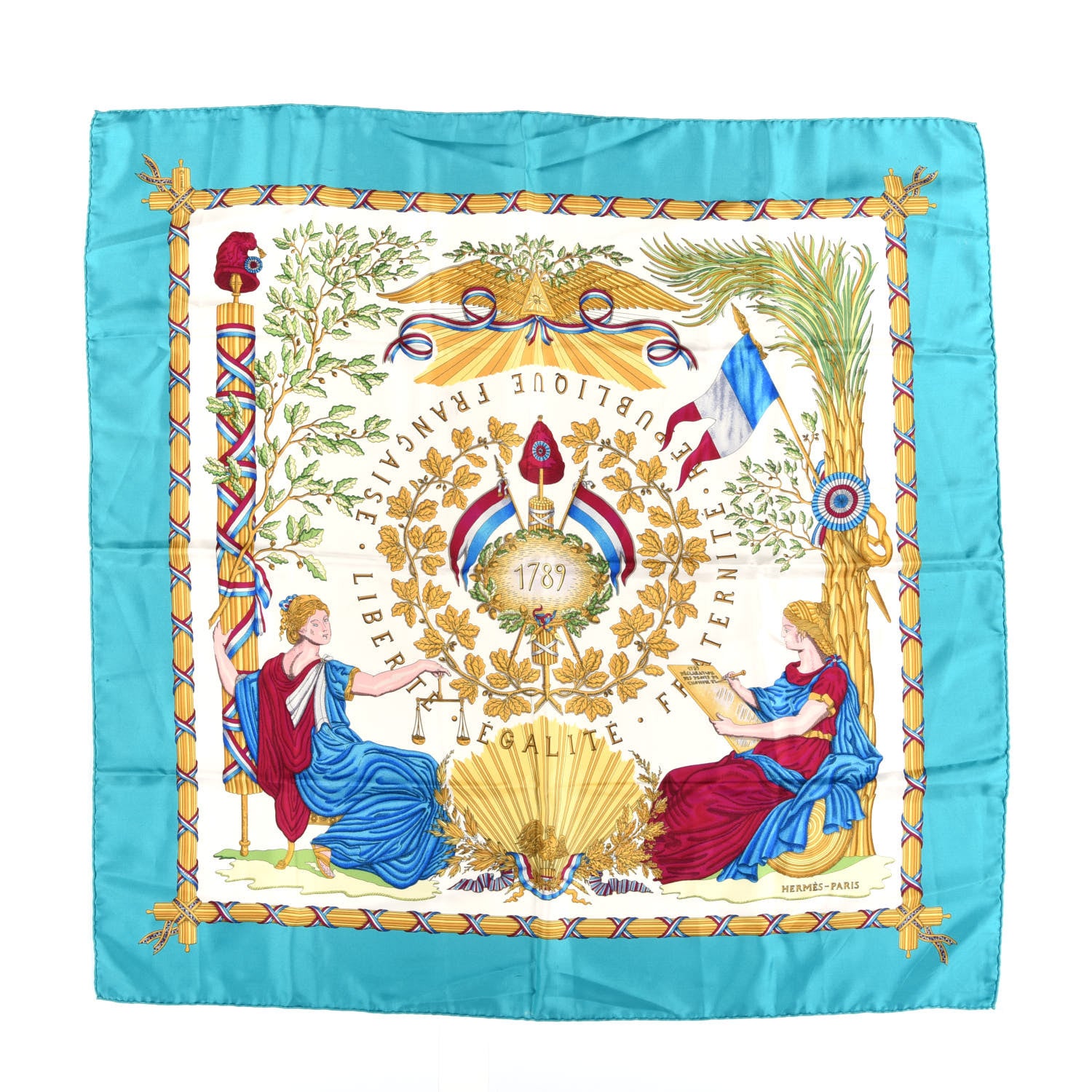 Hermes Silk Republique Francaise Liberte Egalite Fraternite 1789 Scarf 90 1 of 4