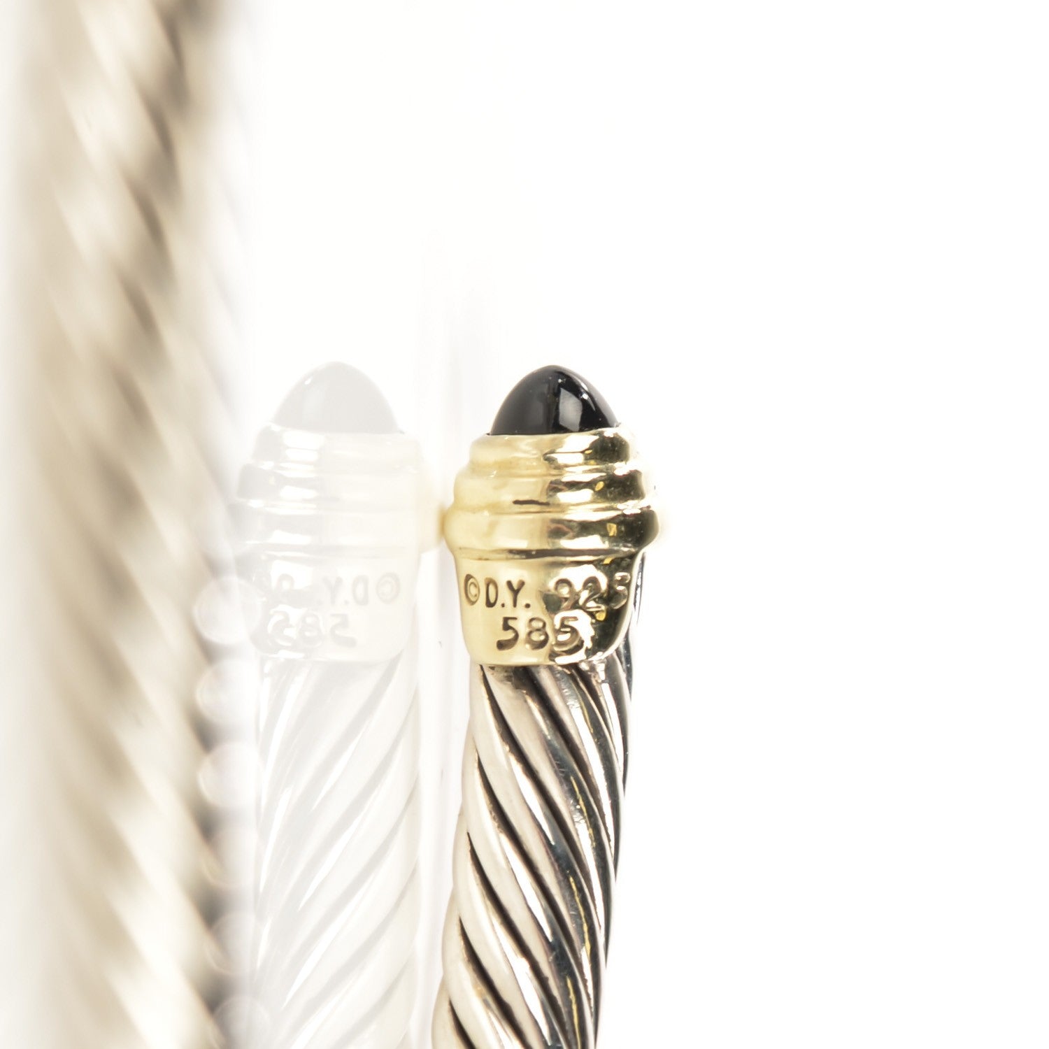 David Yurman Sterling Silver 14K Yellow Gold Black Onyx 5mm Cable Classics Petite Color Bracelet 4 of 5