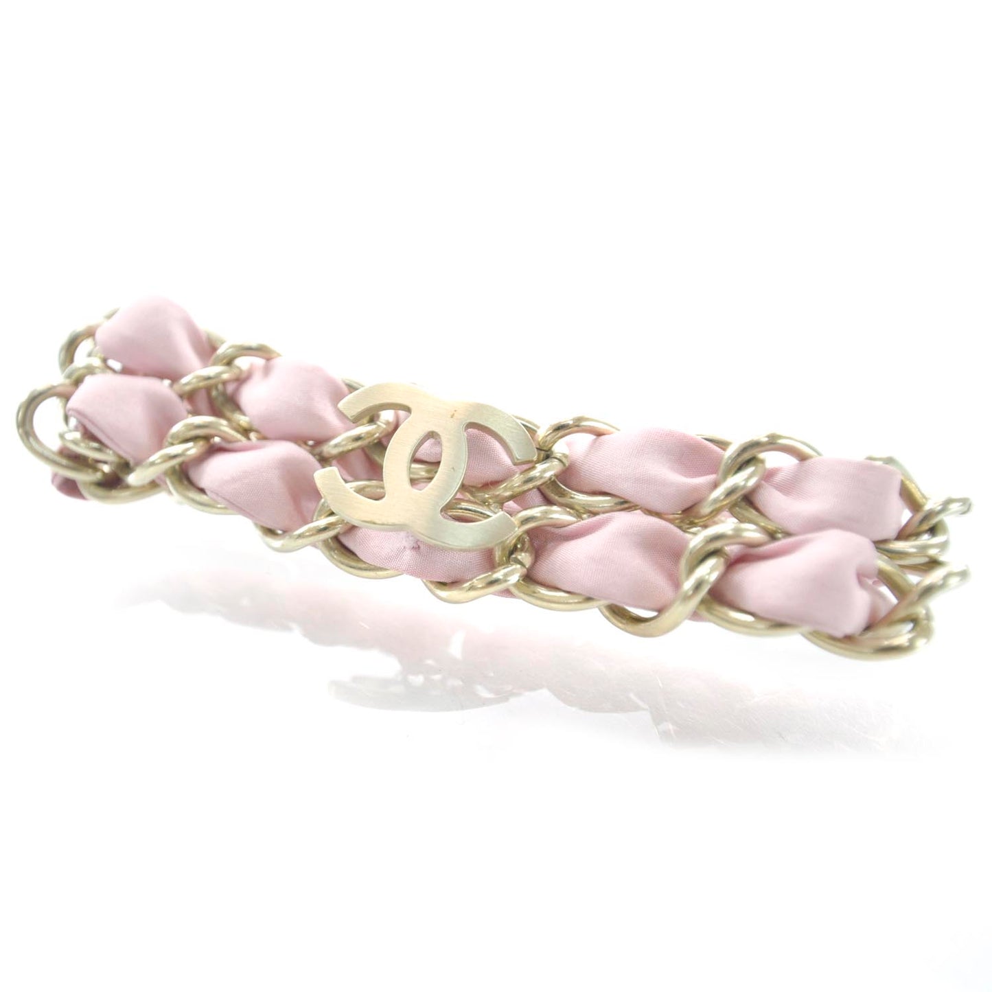Satin CC Chain Bracelet Pink