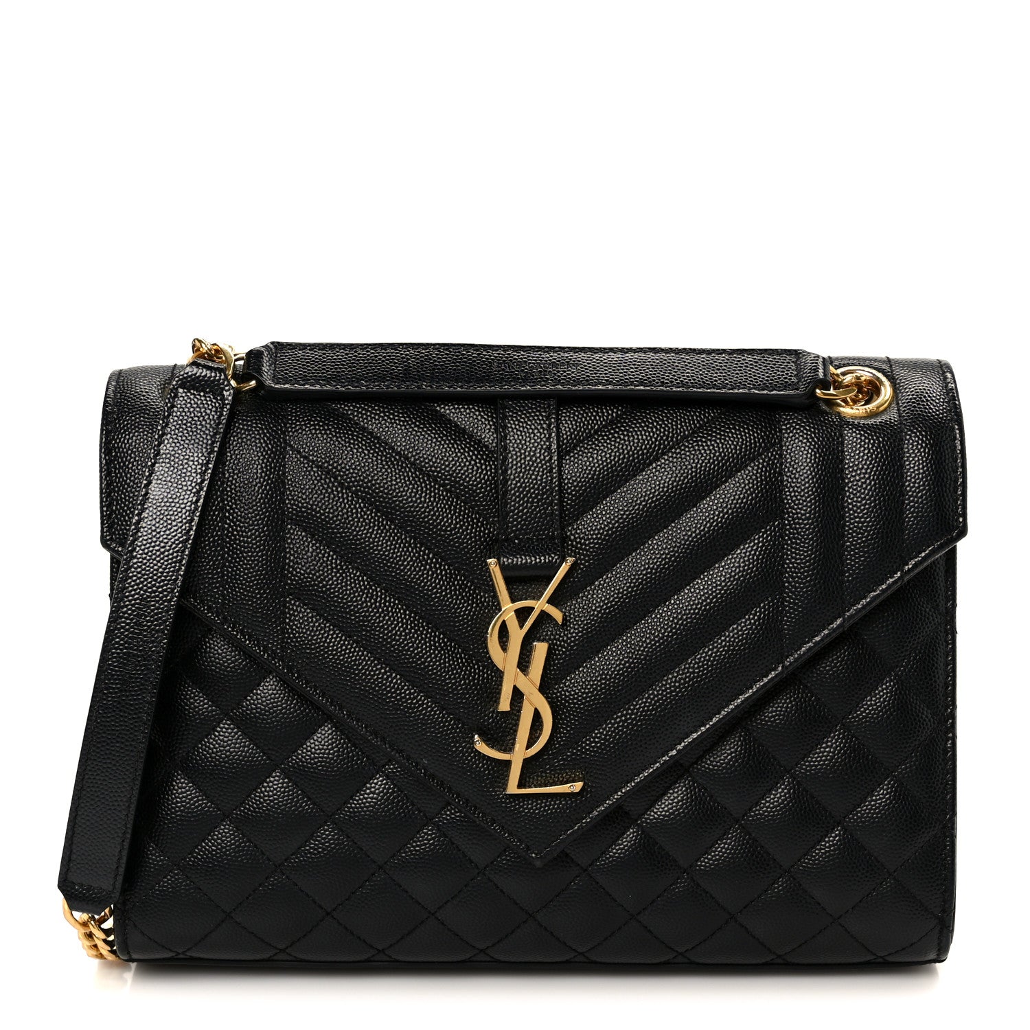 Saint Laurent Grain De Poudre Textured Mixed Matelasse Triquilt Medium Monogram Satchel Black 1 of 12