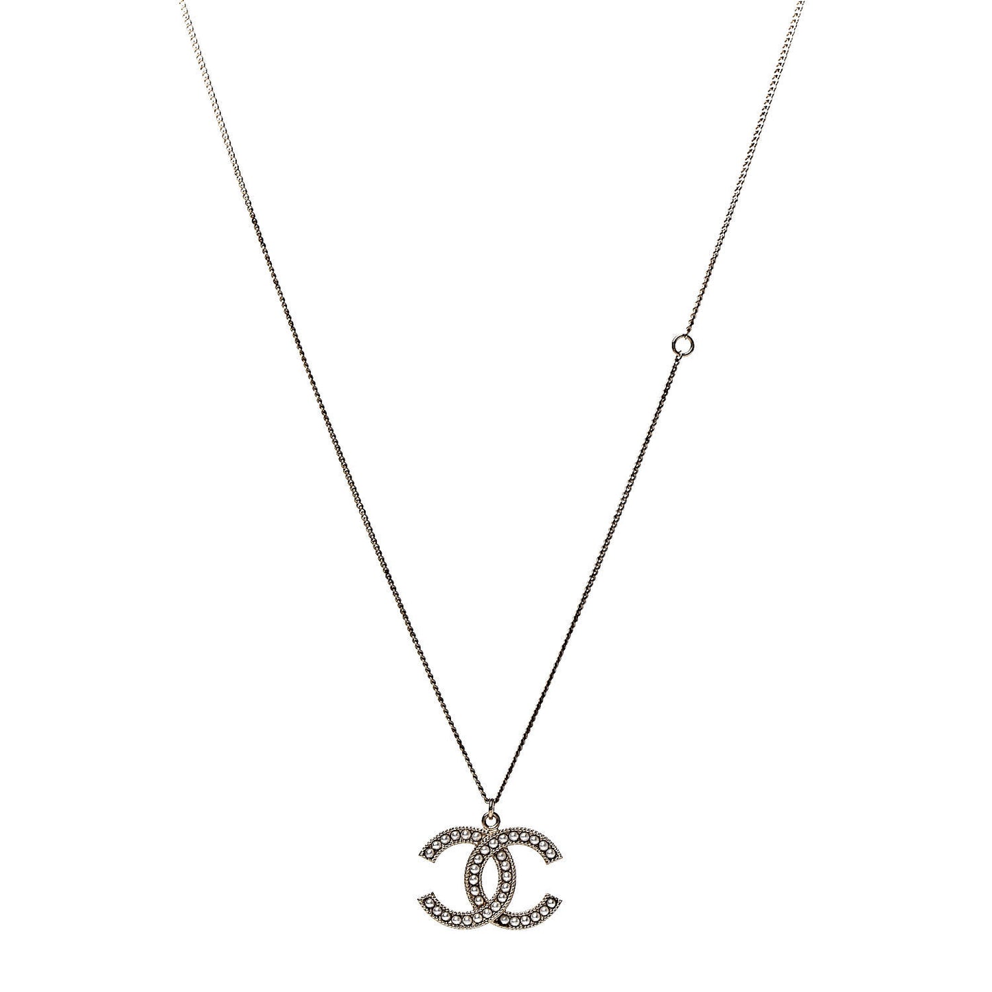 Pearl CC Pendant Necklace Gold