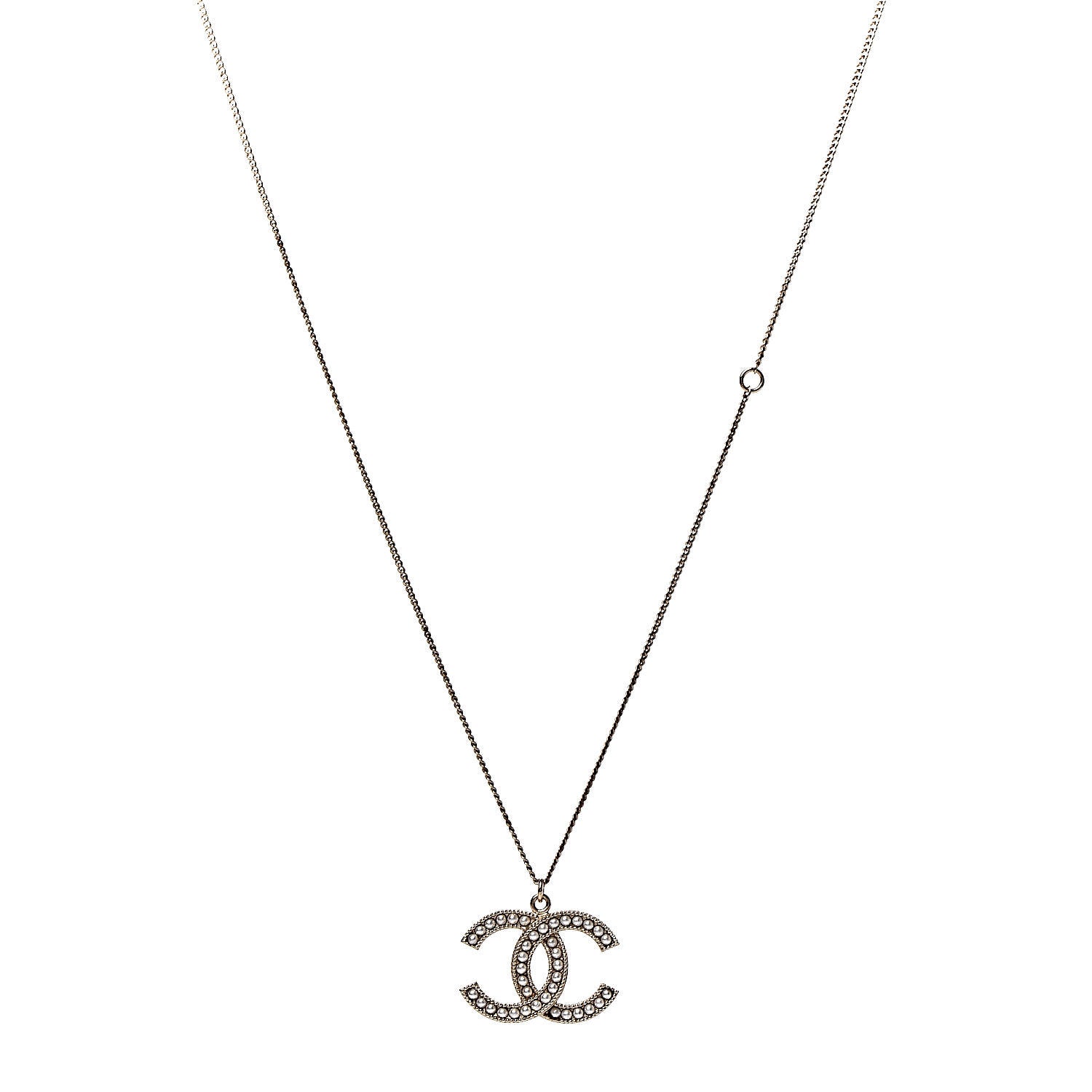 Chanel Pearl CC Pendant Necklace Gold 1 of 6