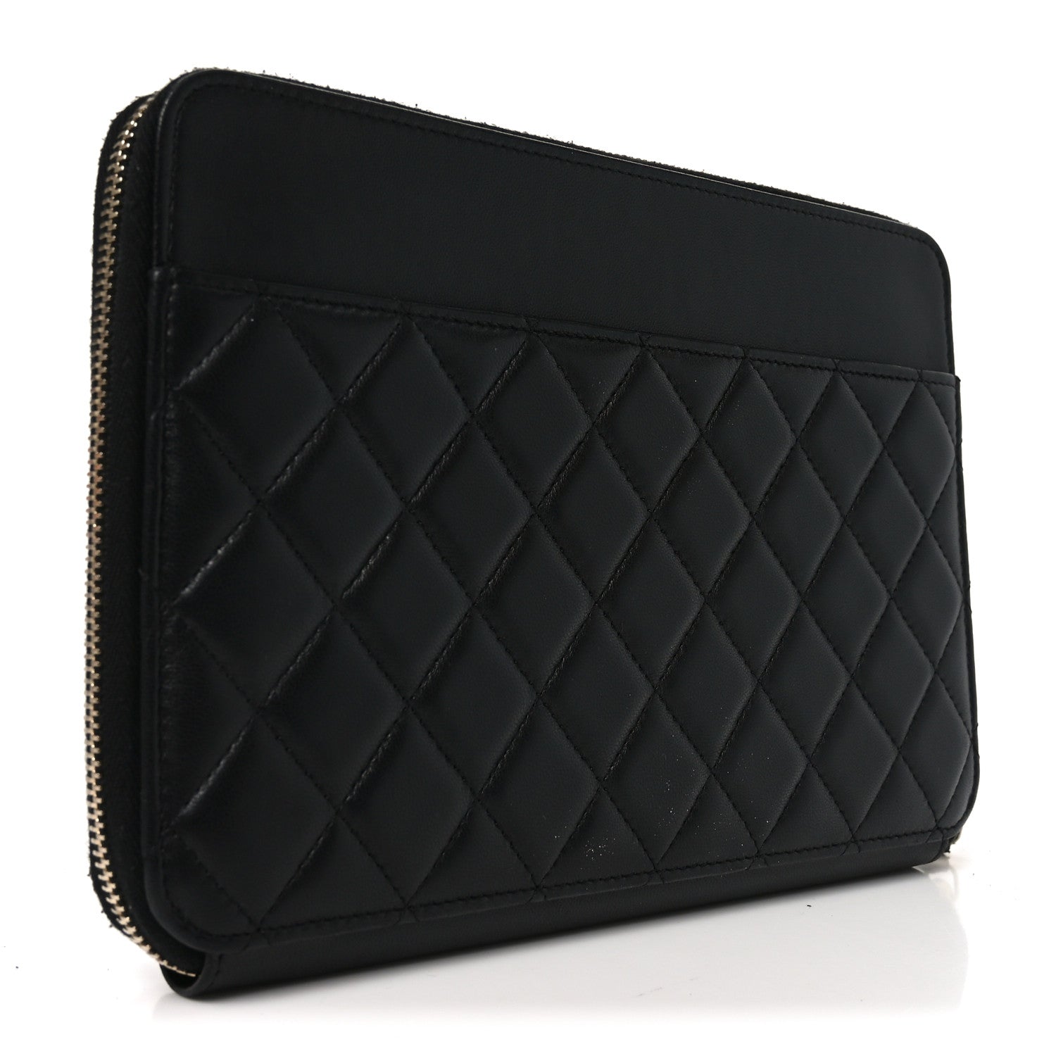 Chanel Lambskin Quilted Large Zip Around Organizer Wallet Black 3 of 9