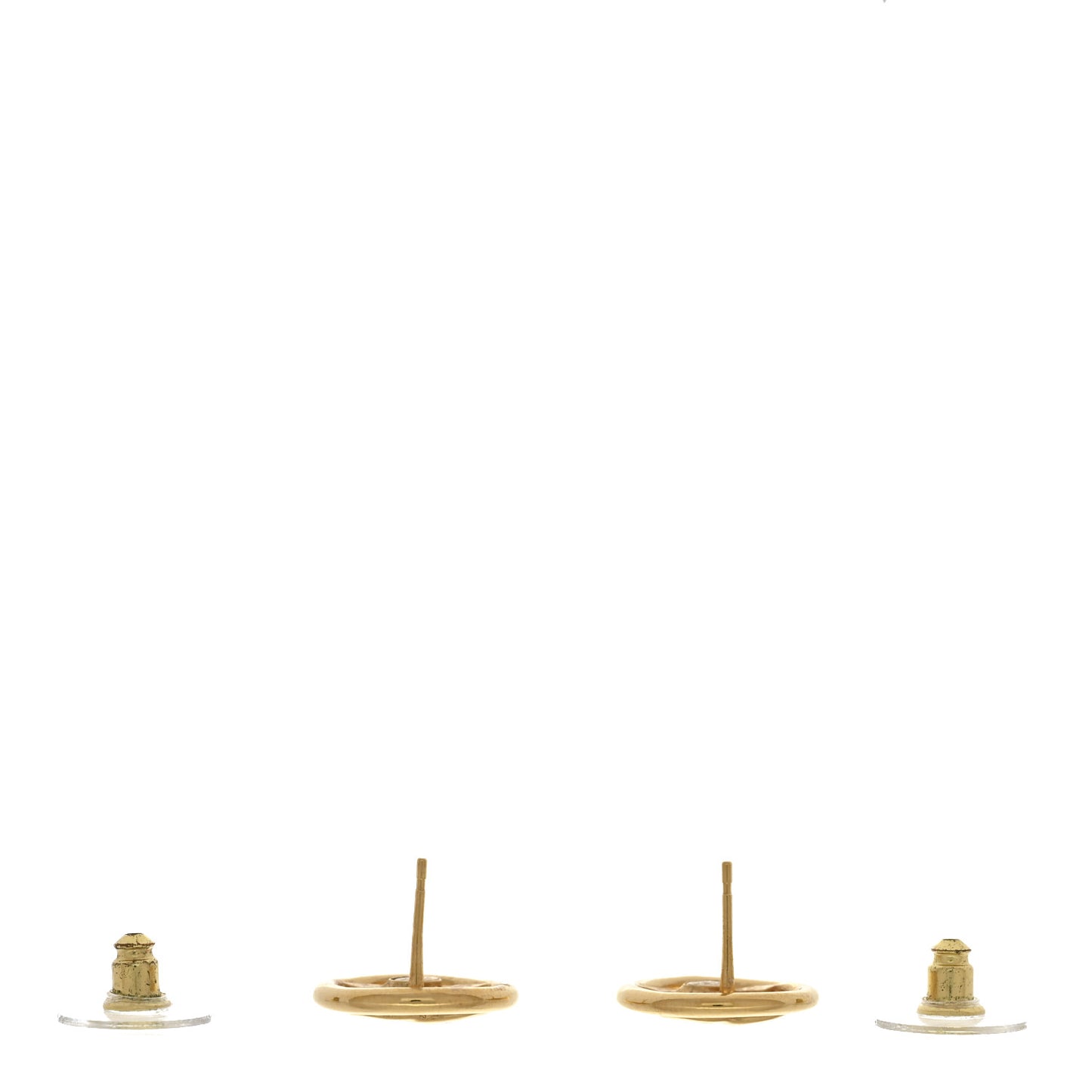 Metal CC Round Earrings Gold