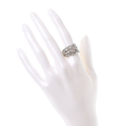 David Yurman Sterling Silver Diamond Confetti 4 Row Ring 54.5 7 2 of 6