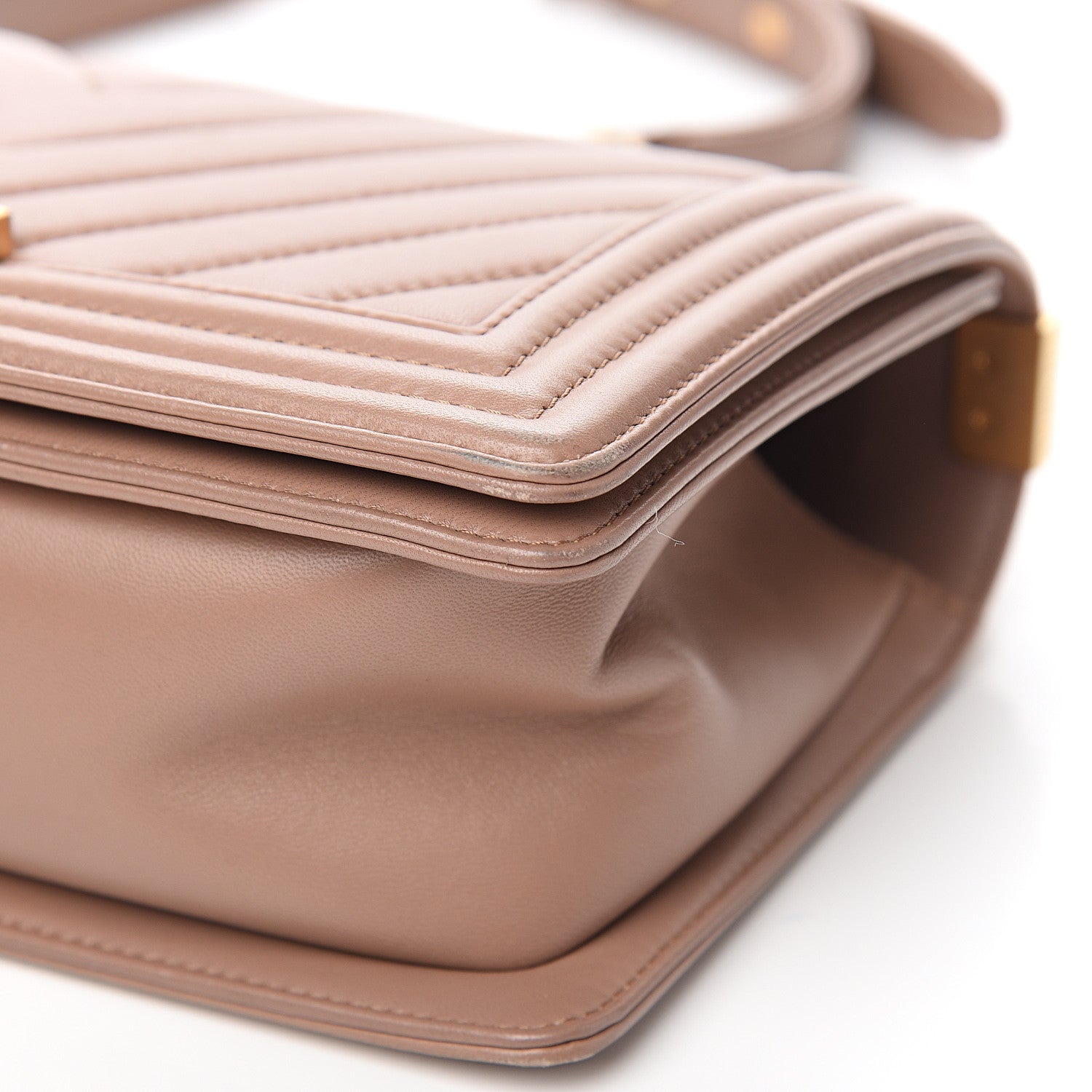 Chanel Lambskin Chevron Quilted Medium Boy Flap Beige 10 of 11