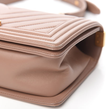 Chanel Lambskin Chevron Quilted Medium Boy Flap Beige 10 of 11
