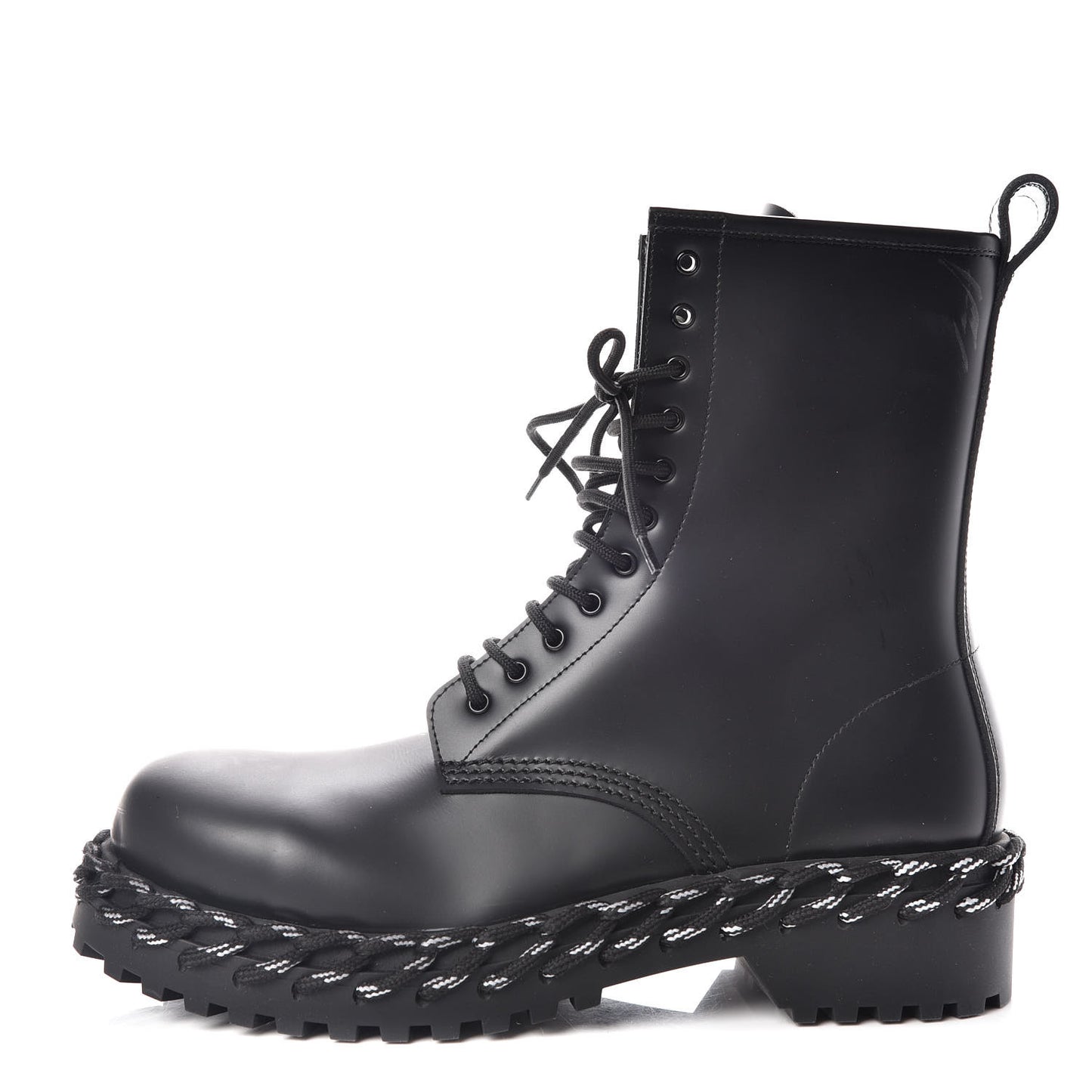 Calfskin Woven Detail Mens Combat Boots 40 Black