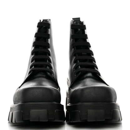 Prada Vitello Mens Lug Sole 45mm Combat Boots 9 Black 2 of 14