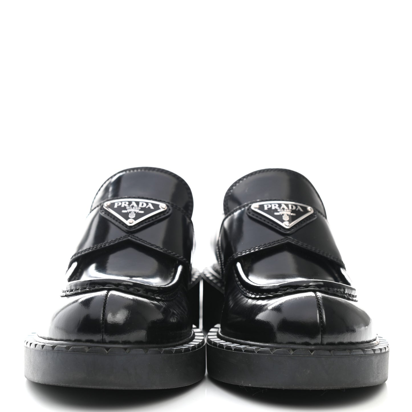 Spazzolato Metal Triangle Logo 50mm Loafers 37 Black