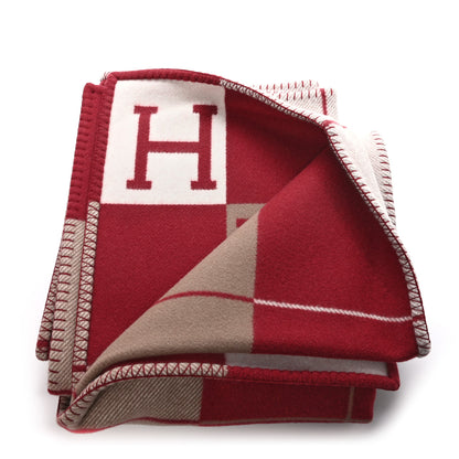 Hermes Wool Cashmere Avalon III Blanket Ecru Rouge H 2 of 3