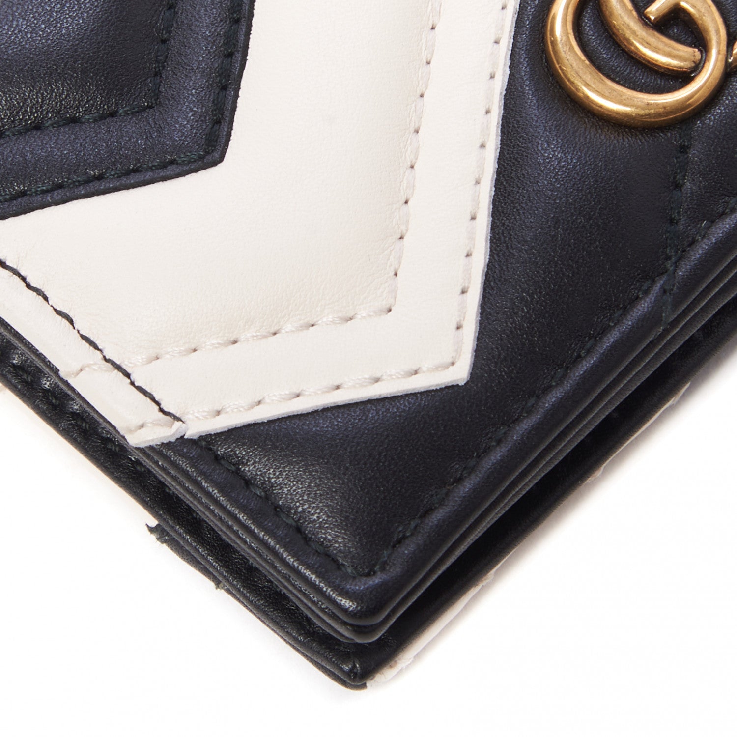 Gucci Calfskin Matelasse GG Marmont Card Case Black White 5 of 7
