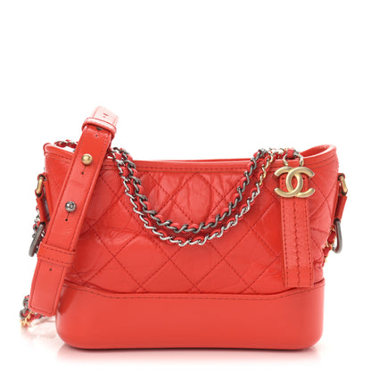 Chanel Aged Calfskin Quilted Small Gabrielle Hobo Red 1 of 11