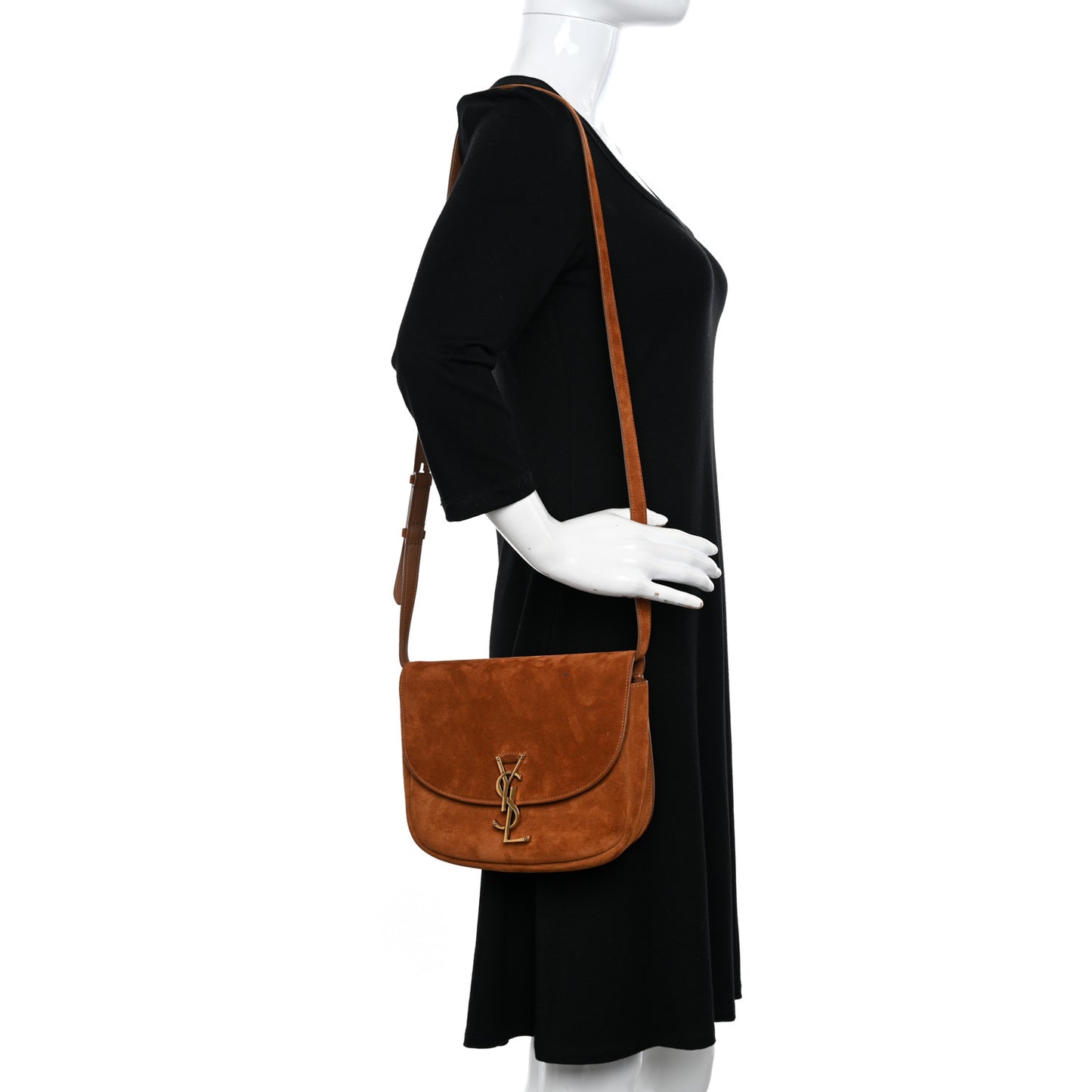 Suede Calfskin Monogram Medium Kaia Satchel Light Cinnamon