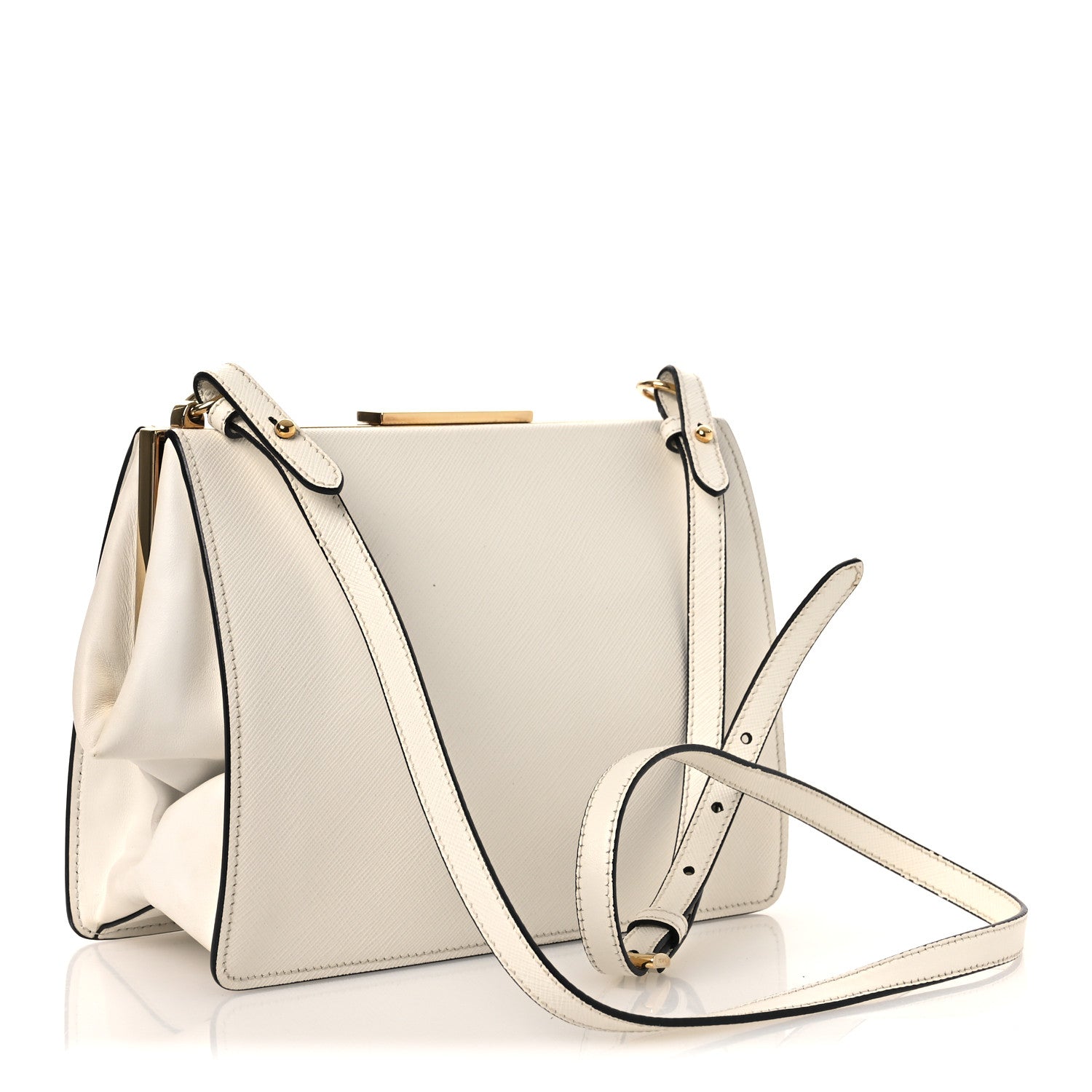 Prada Saffiano City Calf Light Frame Bag White 3 of 14