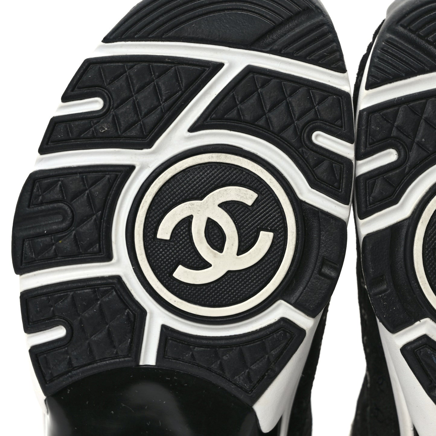 Nylon Suede Calfskin Printed CC Sneakers 37 White Black