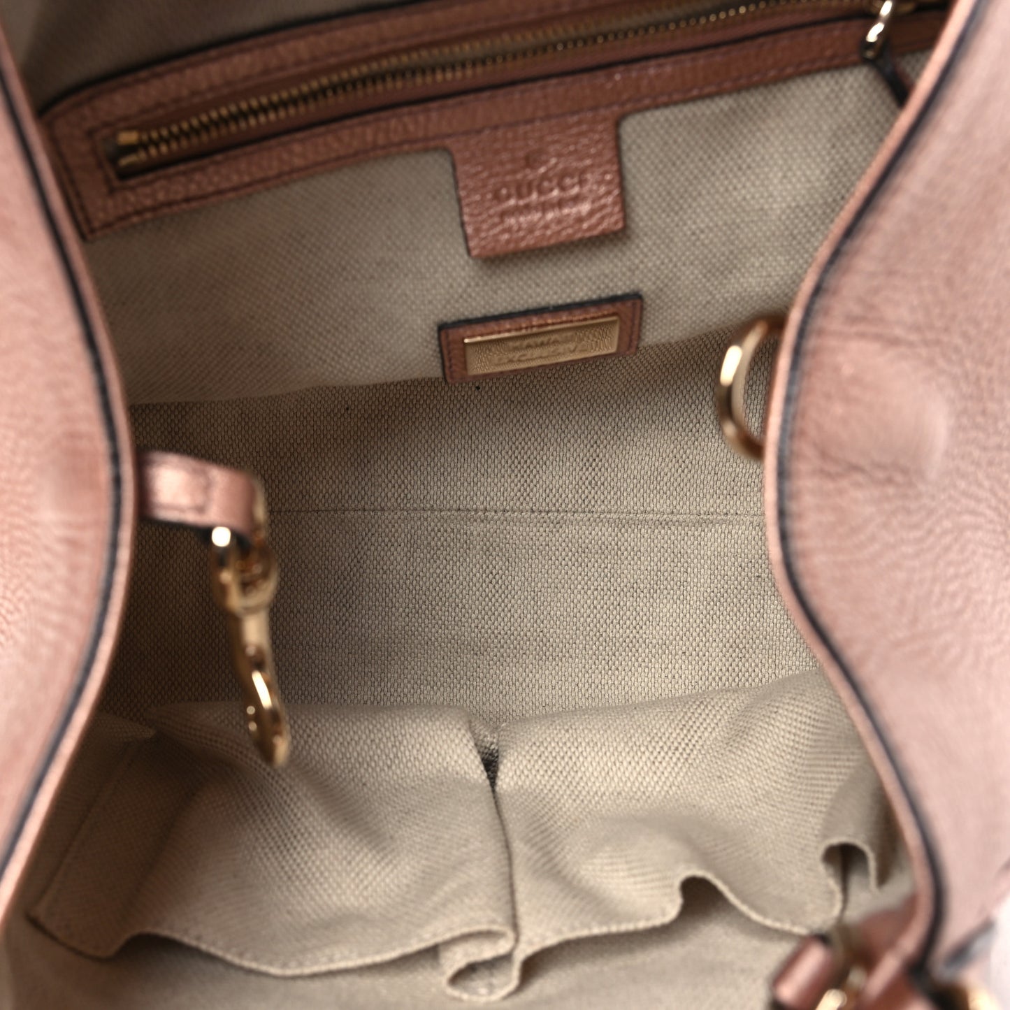 Metallic Pebbled Calfskin Small Soho Shoulder Bag Pink