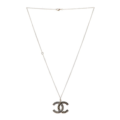 Chanel Baguette Crystal Quilted CC Pendant Necklace Gold 3 of 6