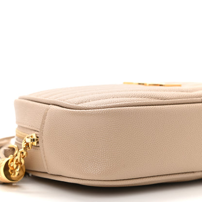 Saint Laurent Grain De Poudre Matelasse Monogram Mini Lou Camera Bag Dark Latte 8 of 9