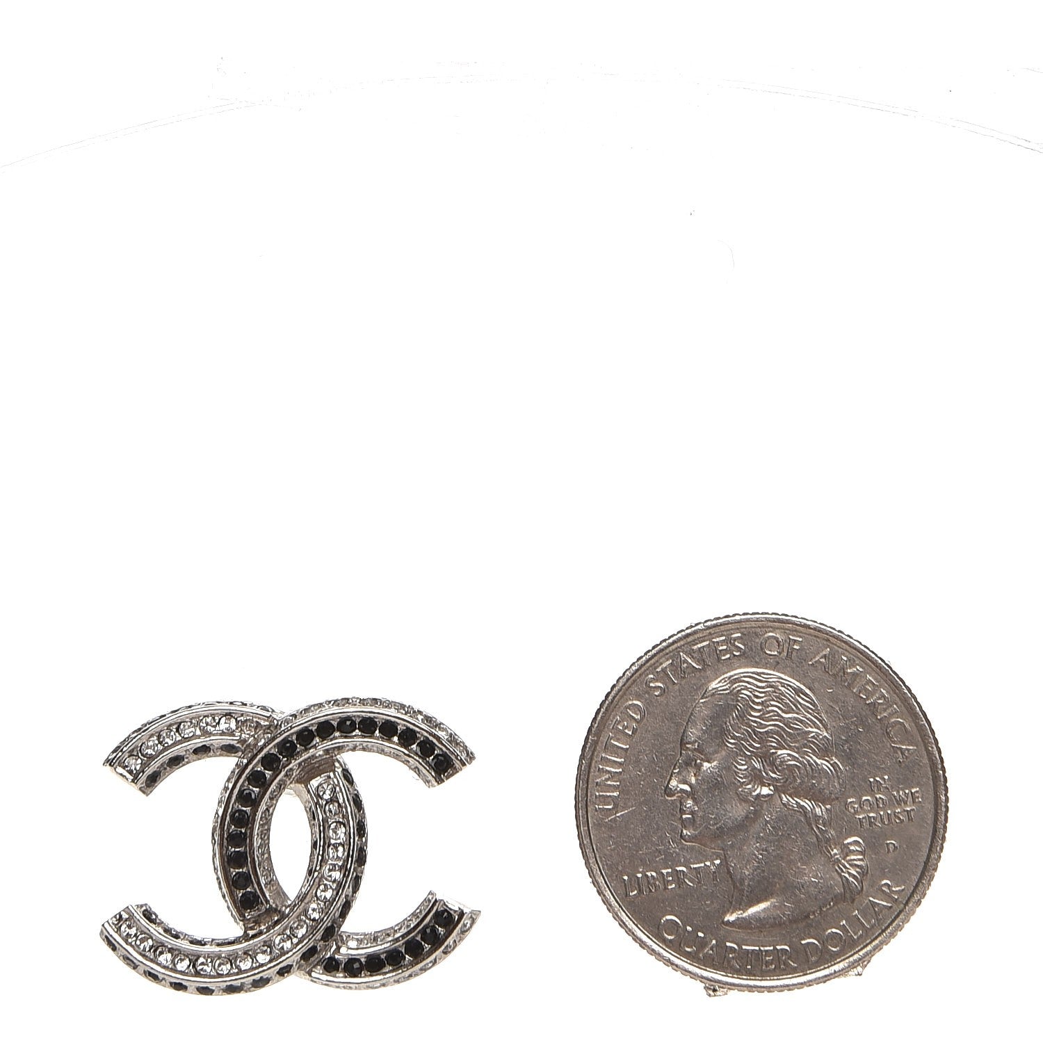 Chanel Crystal CC Earrings Silver Black 2 of 4