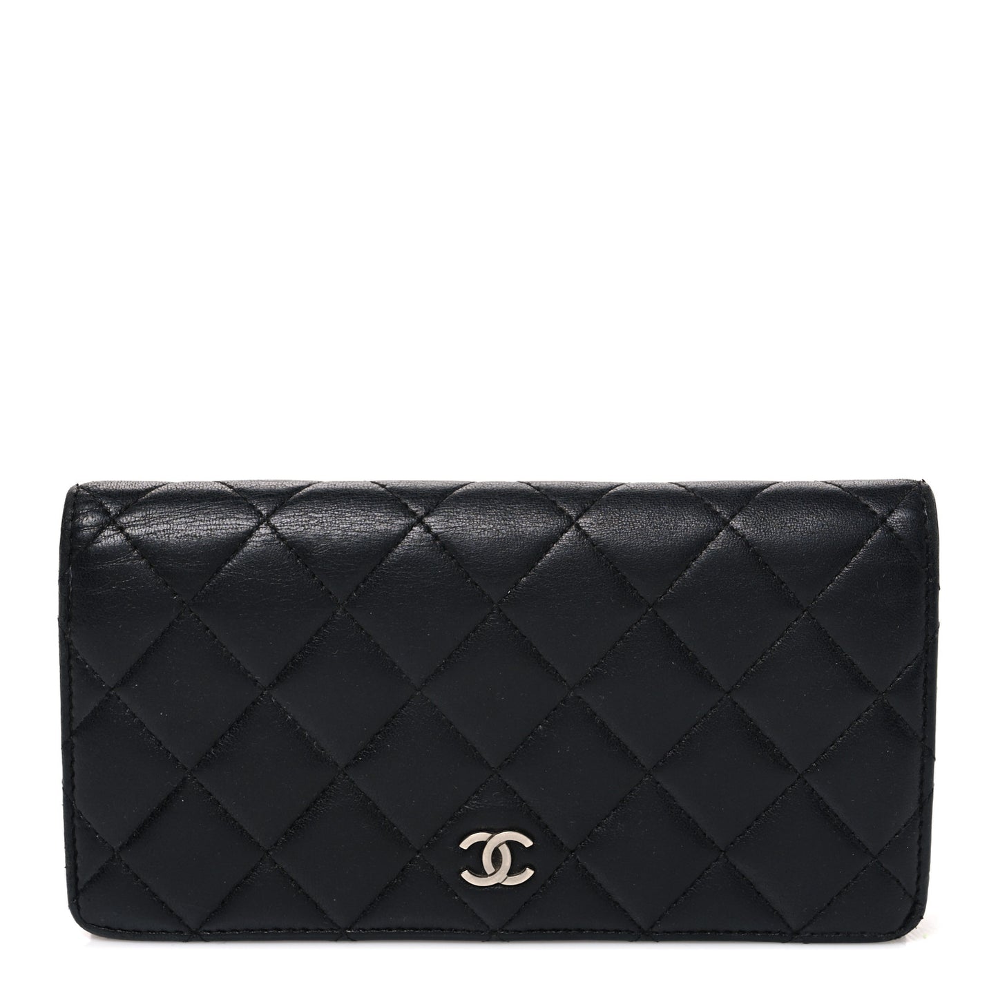 Lambskin Quilted Yen Wallet Black