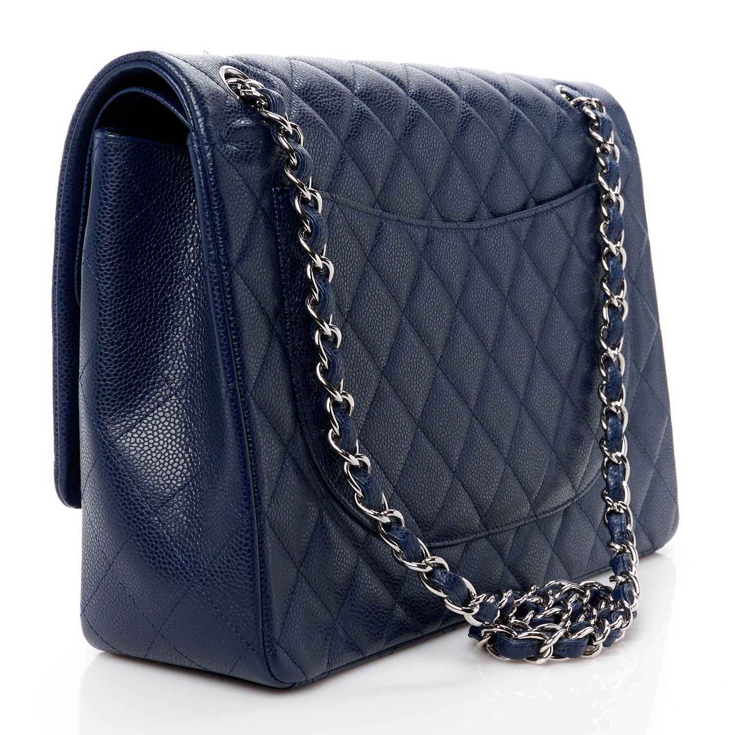 Chanel Caviar Quilted Maxi Double Flap Navy Blue 3 of 11