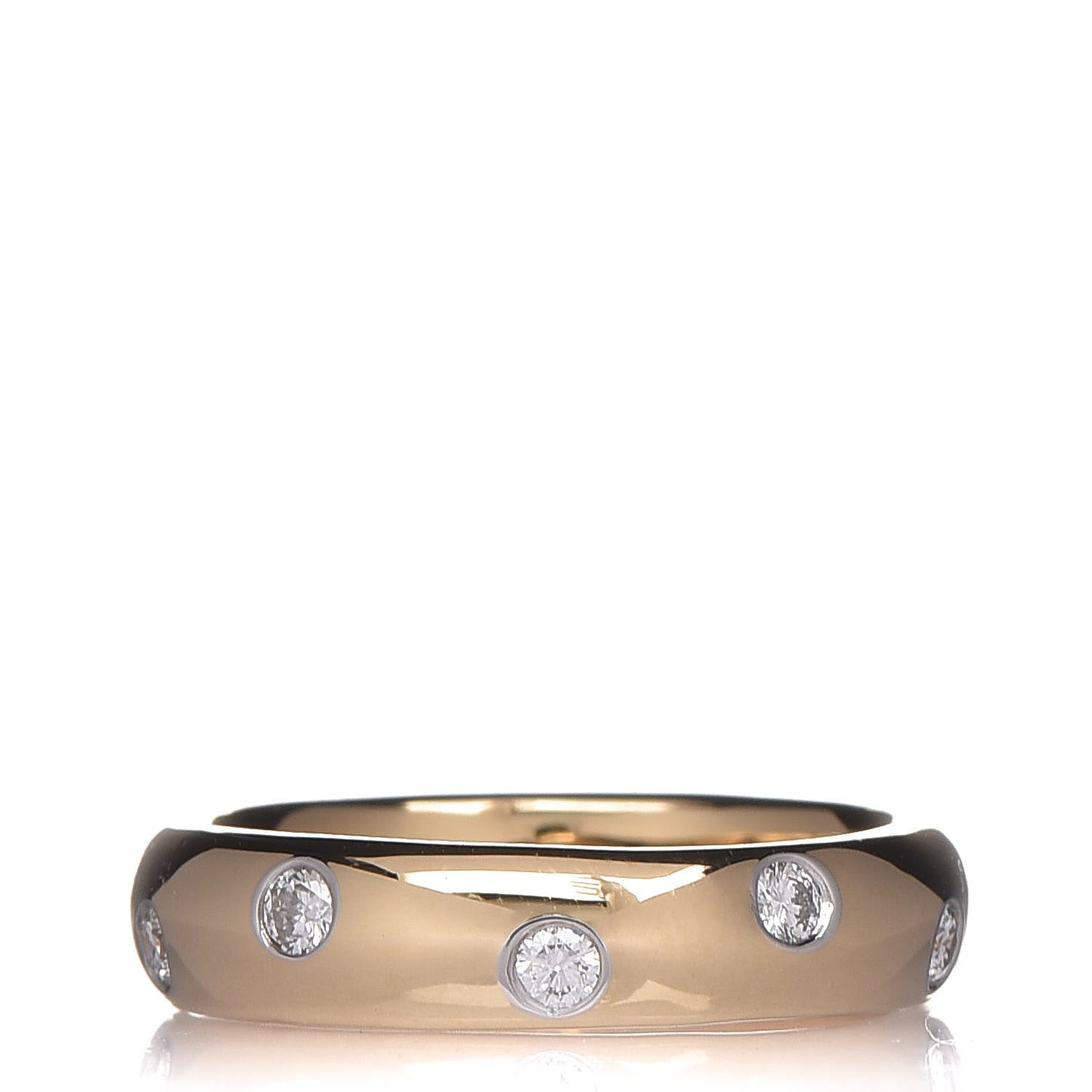 18K Yellow Gold Platinum Diamond 4mm Etoile Band Ring 48 4.5