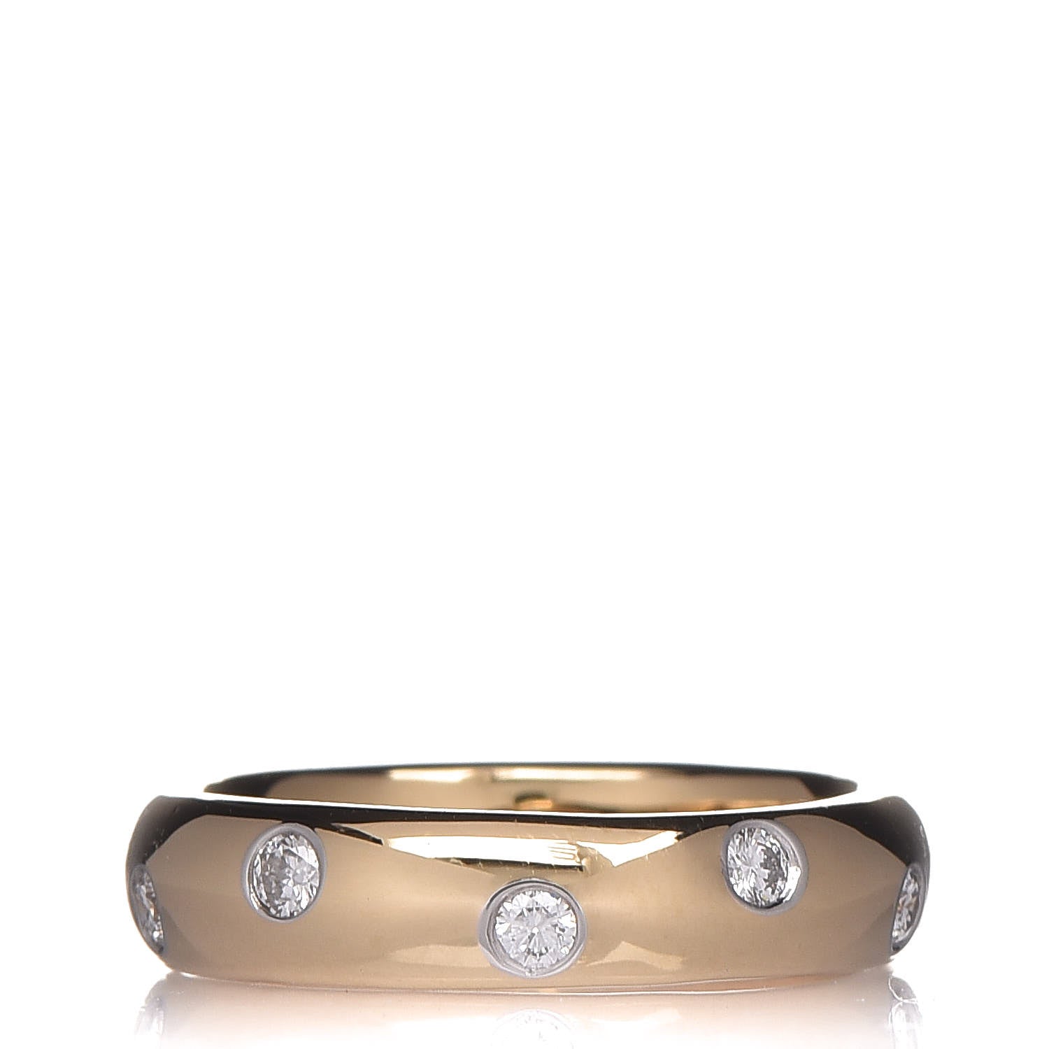 Tiffany 18K Yellow Gold Platinum Diamond 4mm Etoile Band Ring 48 4.5 1 of 6