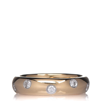 Tiffany 18K Yellow Gold Platinum Diamond 4mm Etoile Band Ring 48 4.5 1 of 6