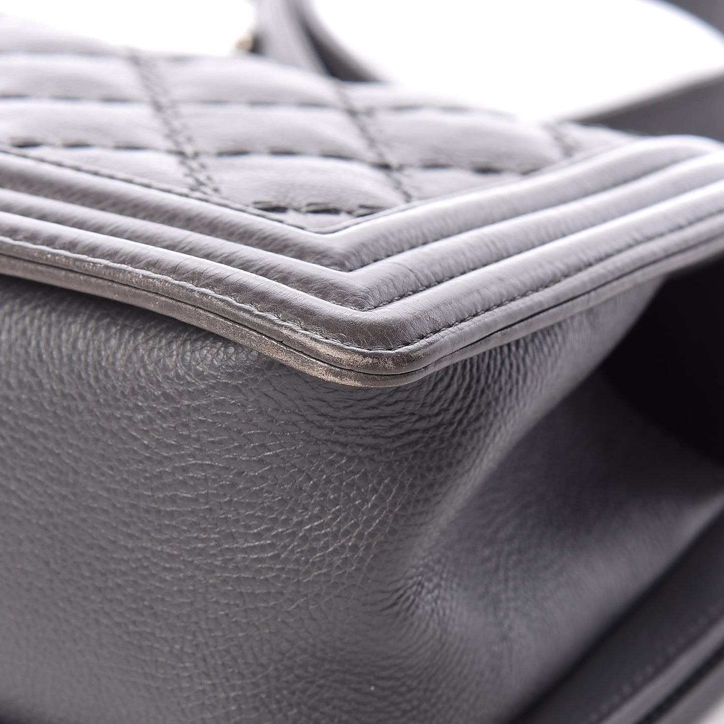 Calfskin Double Stitch Medium Boy Flap Grey
