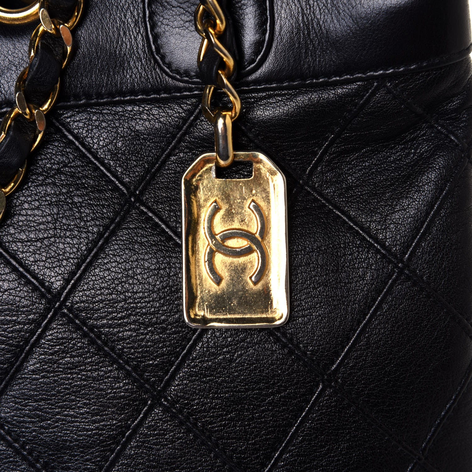 Chanel Lambskin Stitched Shopper Tote Black 20 of 21
