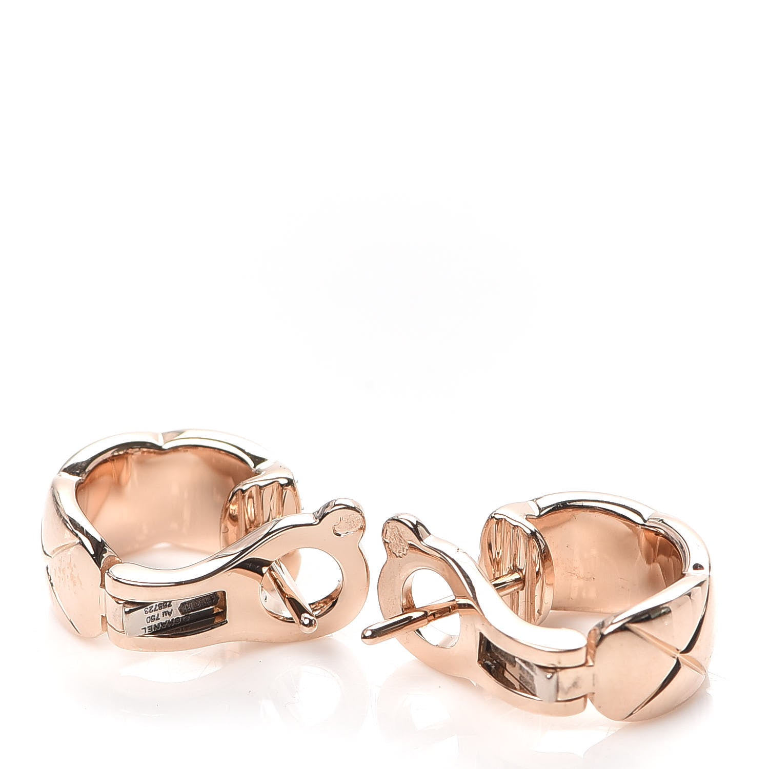 Chanel 18K Beige Gold Diamond Coco Crush Hoop Earrings 3 of 5