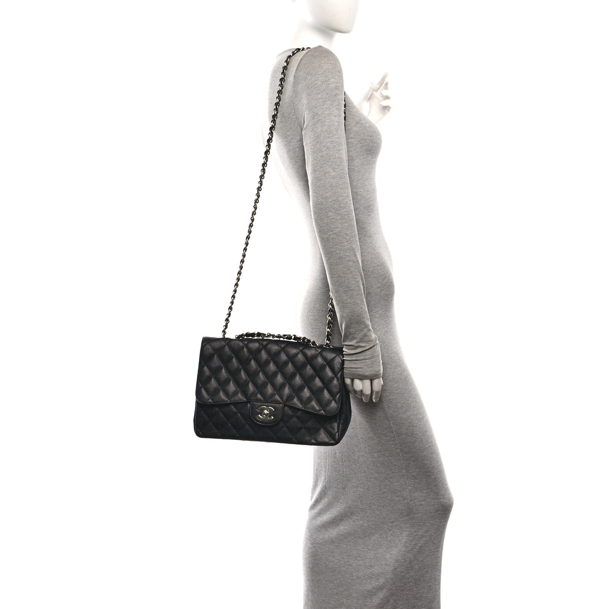 Caviar Quilted Jumbo Single Flap Black