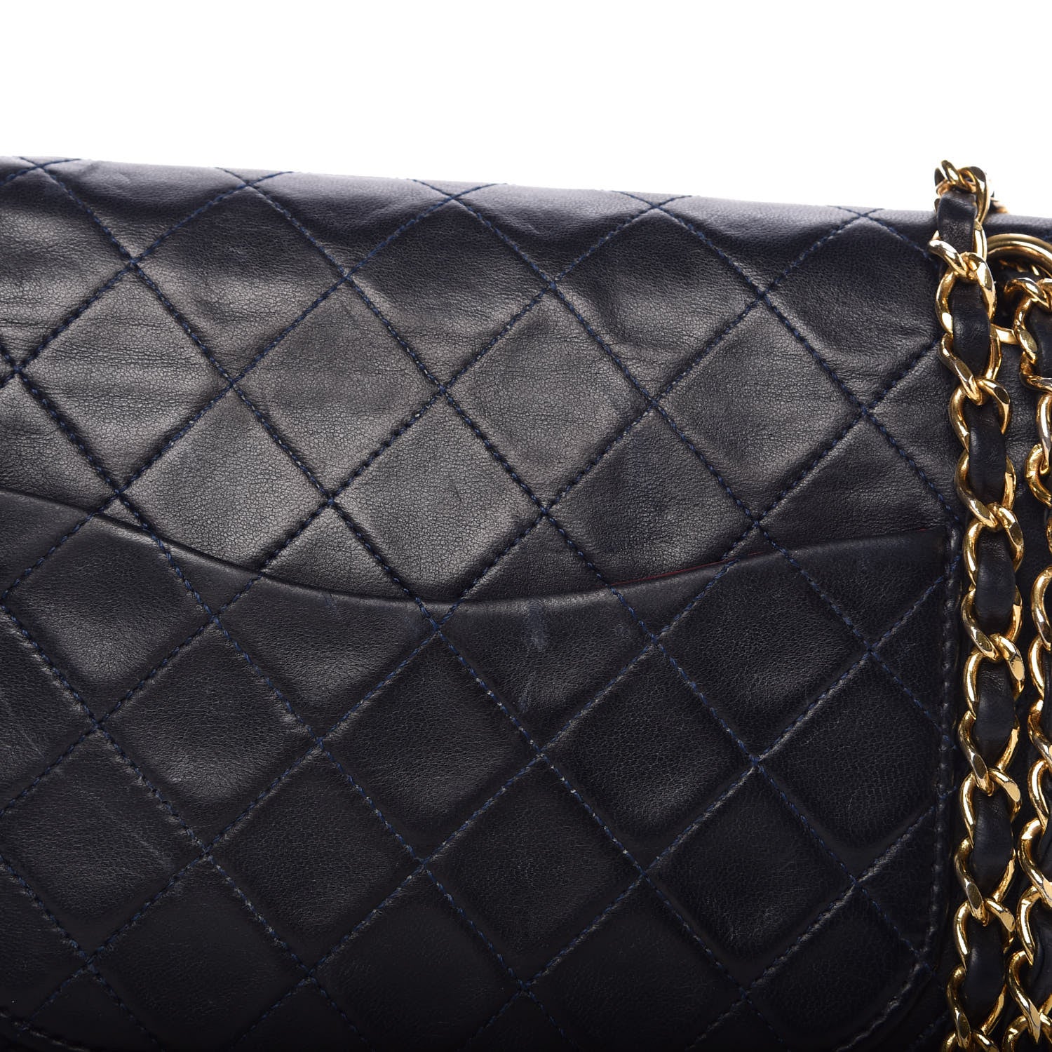 Chanel Lambskin Quilted Medium Double Flap Navy 13 of 16