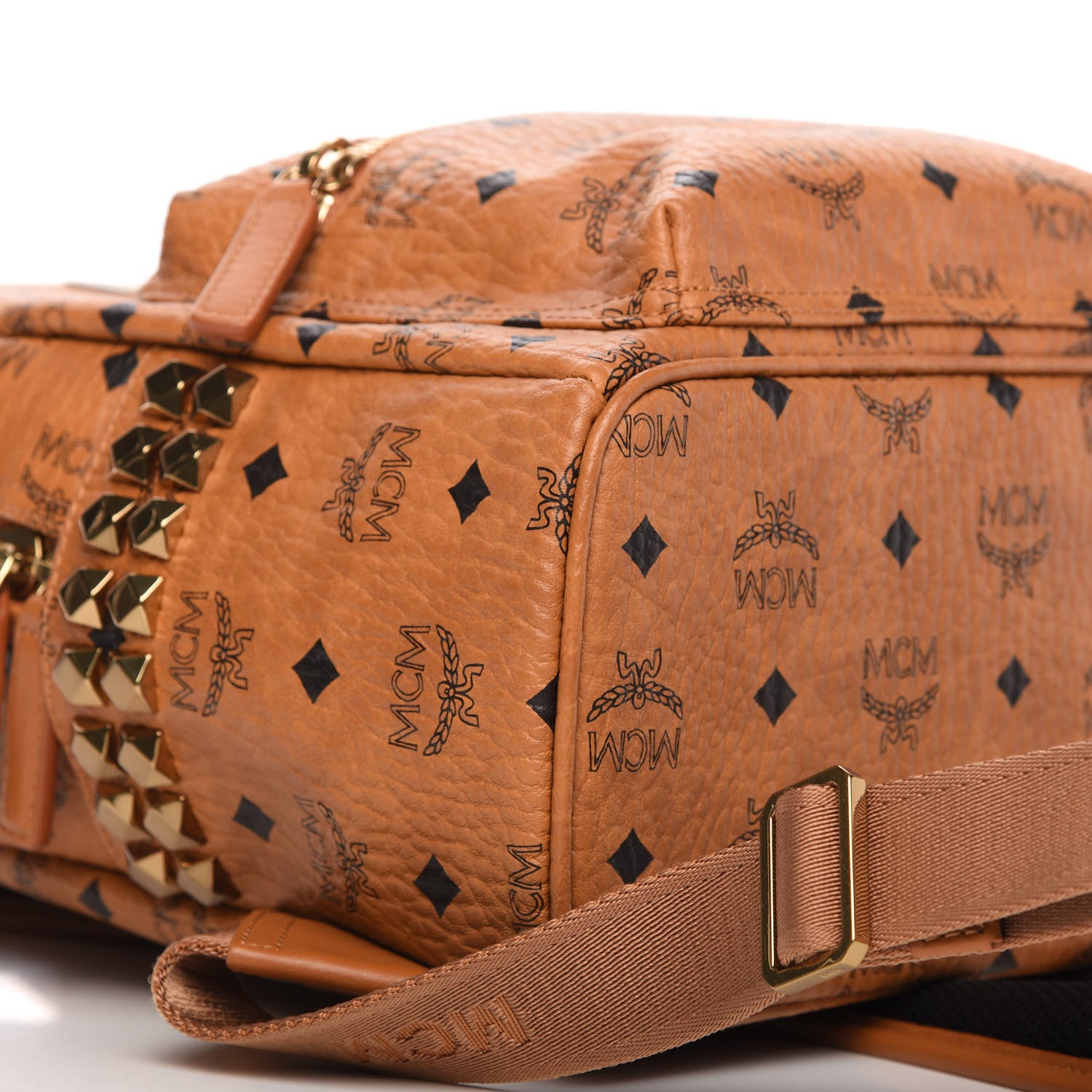 MCM Visetos Small Side Stud Stark Backpack Cognac 6 of 9
