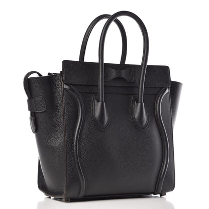 Celine Drummed Calfskin Micro Luggage Black 3 of 9