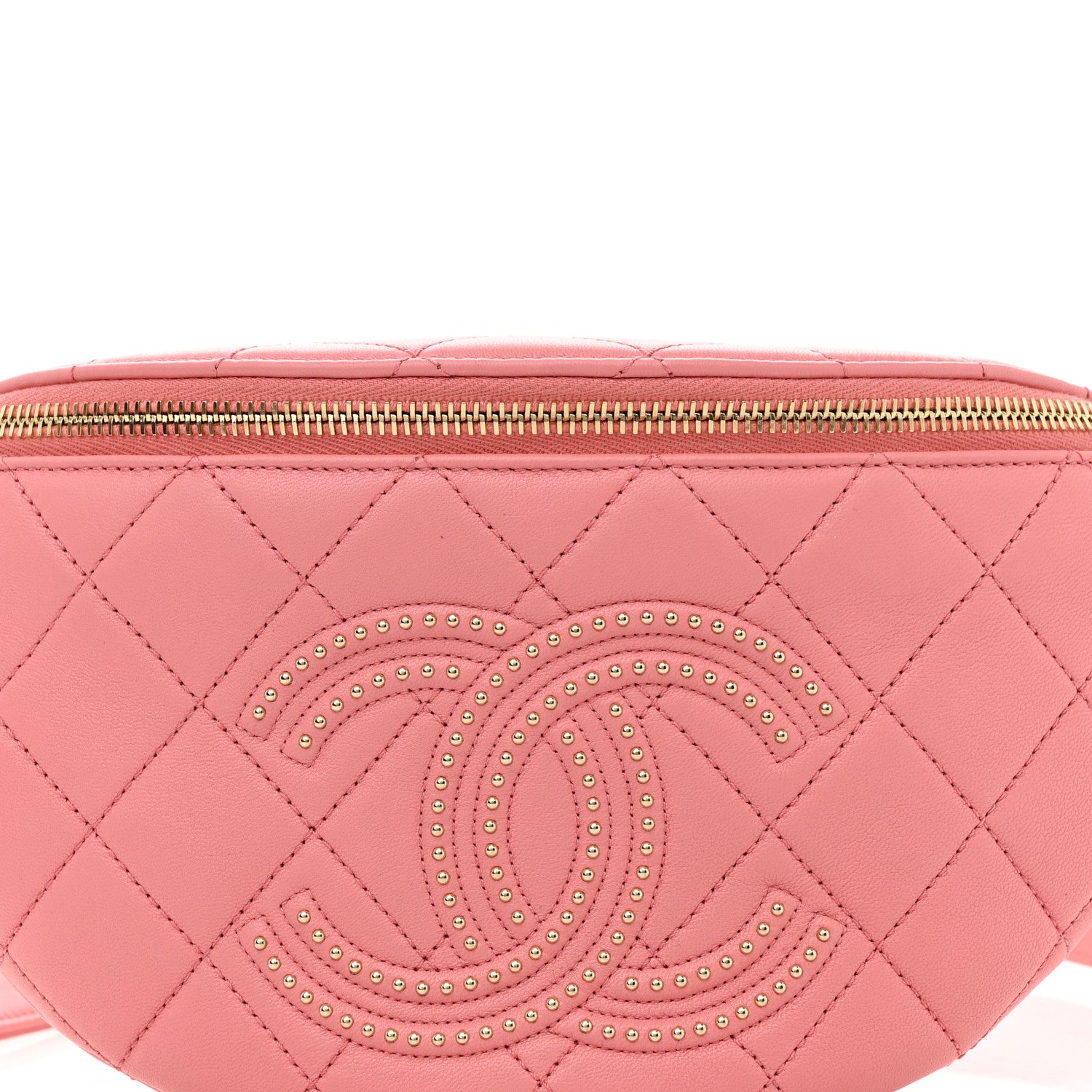 Chanel Lambskin Quilted Studded Waist Bag Fanny Pack Pink 8 of 10