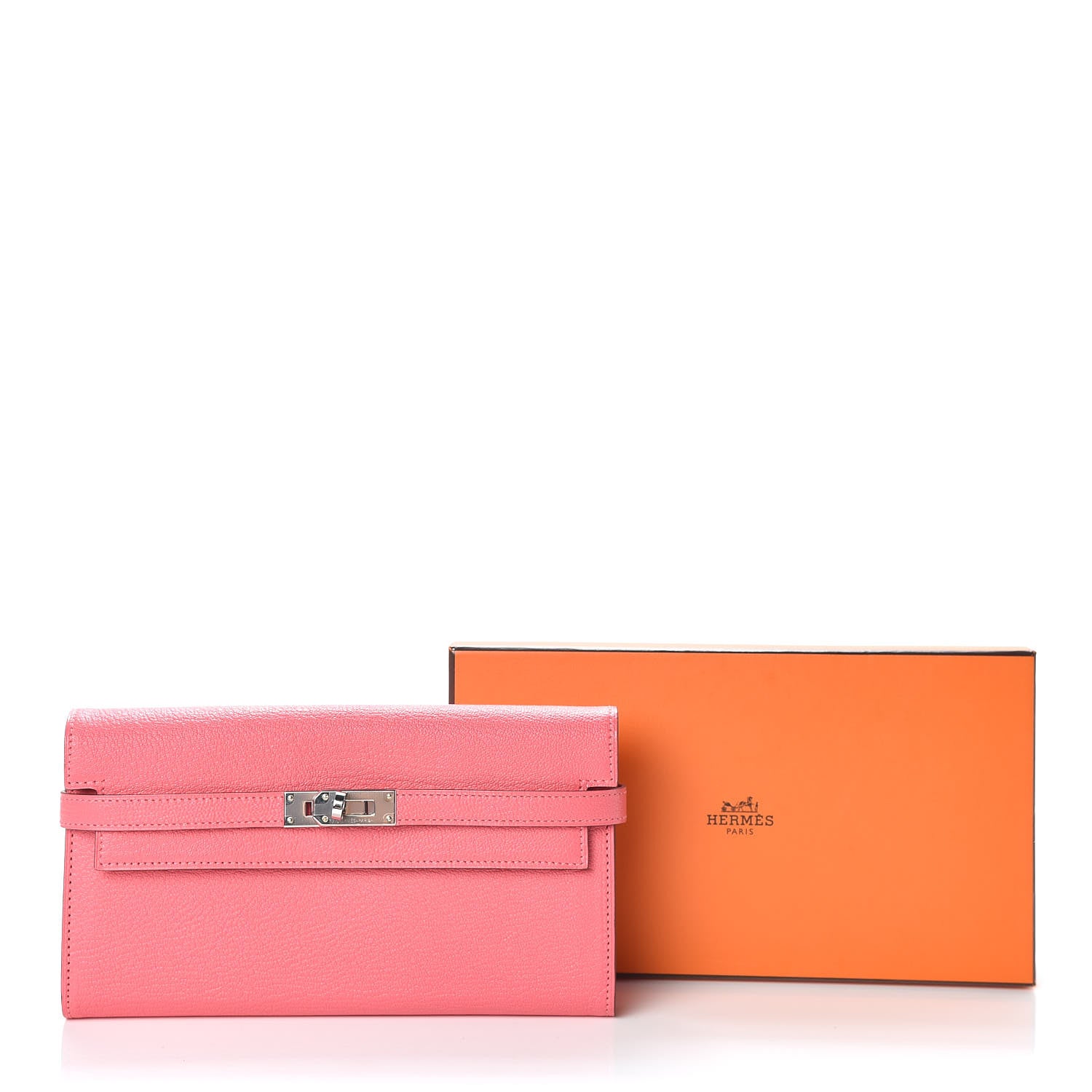 Hermes Chevre Mysore Kelly Longue Wallet Rose Lipstick 11 of 11