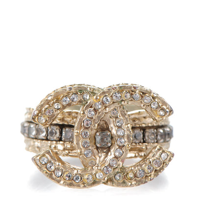 Chanel Paris Byzance Crystal CC Ring 6.5 Gold 1 of 8