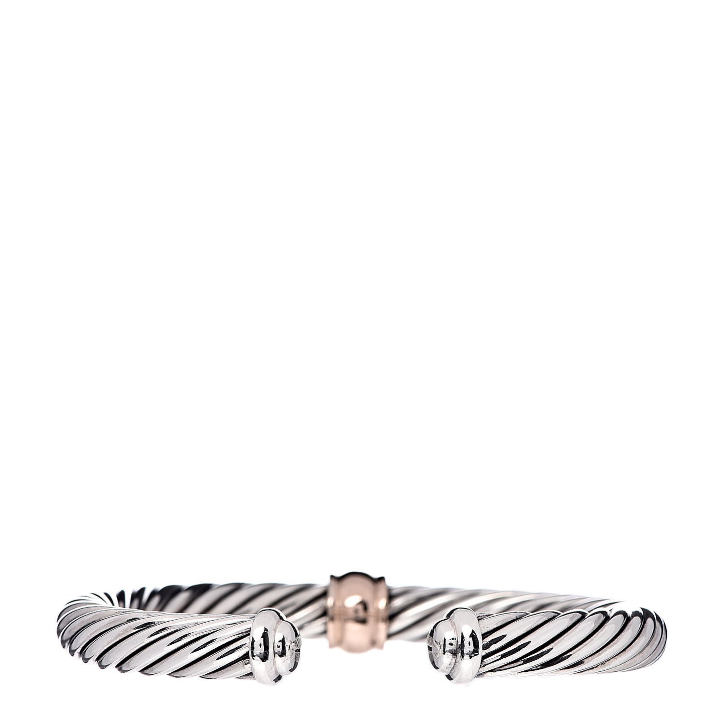 Sterling Silver 18K Rose Gold Pink Sapphire 7mm Cable Classics Single Station Bracelet
