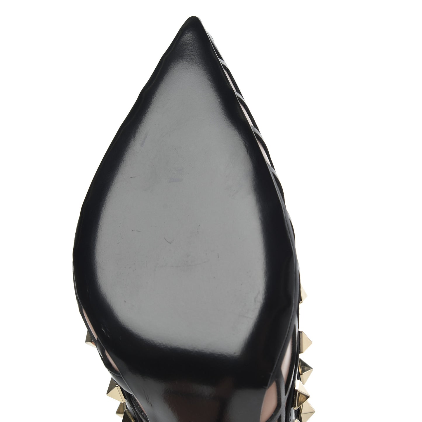 Calfskin Nappa Boudoir Rockstud Ankle Strap 100mm Pumps 36.5 Rose Cannelle Black