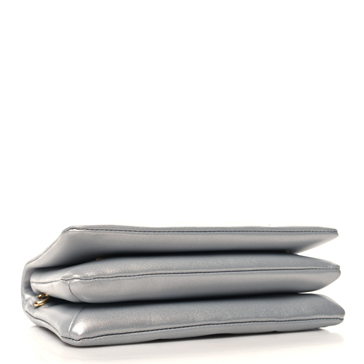 Metallic Lambskin Embossed Monogram Pochette Coussin Silver