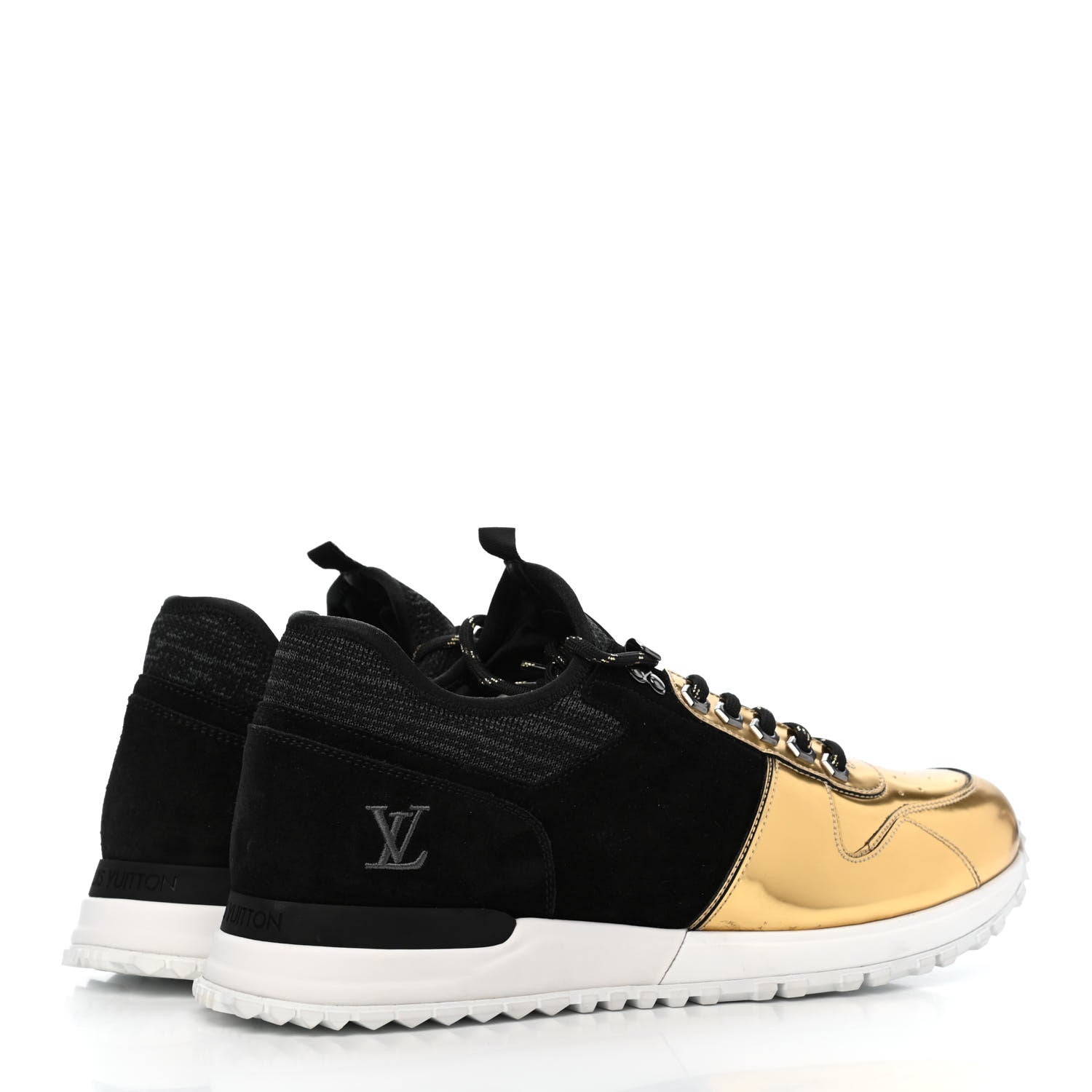 Louis Vuitton Metallic Patent Suede Run Away Sneakers 8 Black 4 of 11
