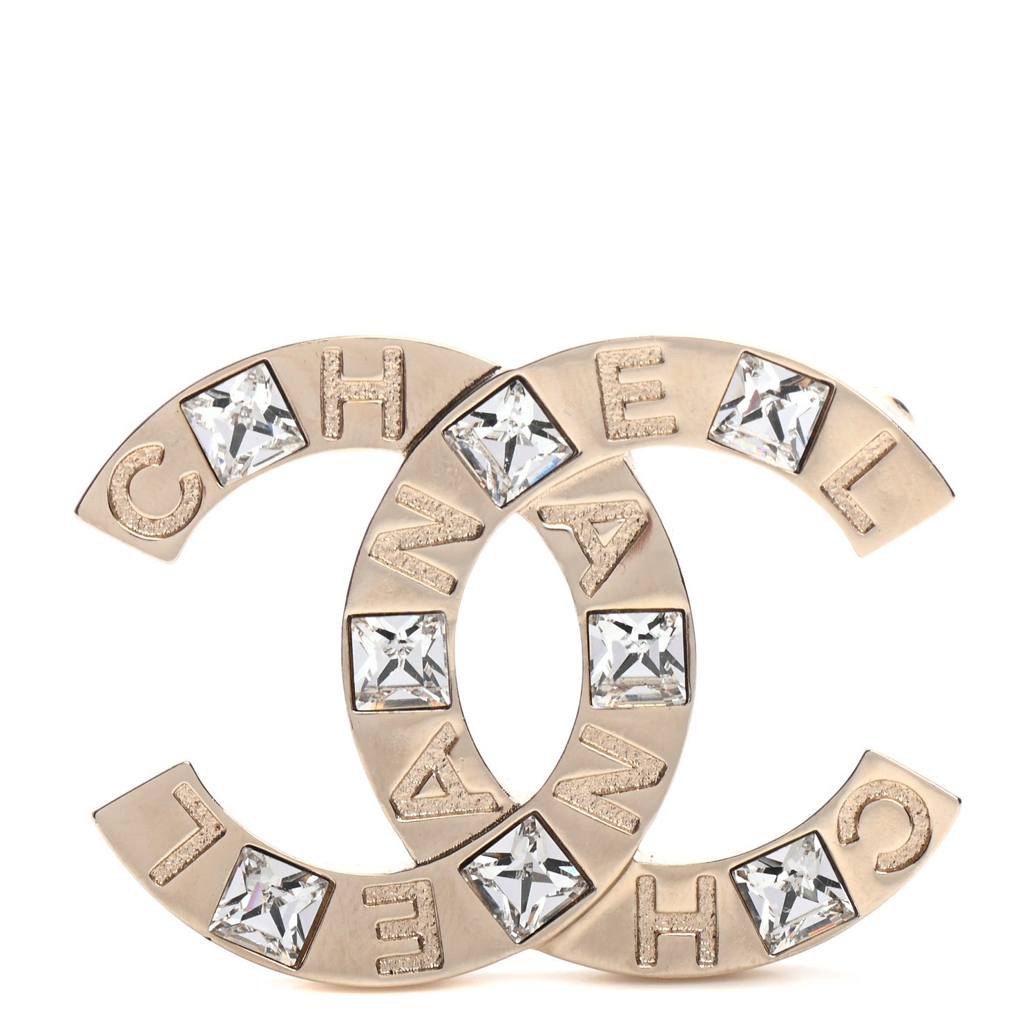 Chanel Baguette Crystal Logo CC Brooch Gold 1 of 4
