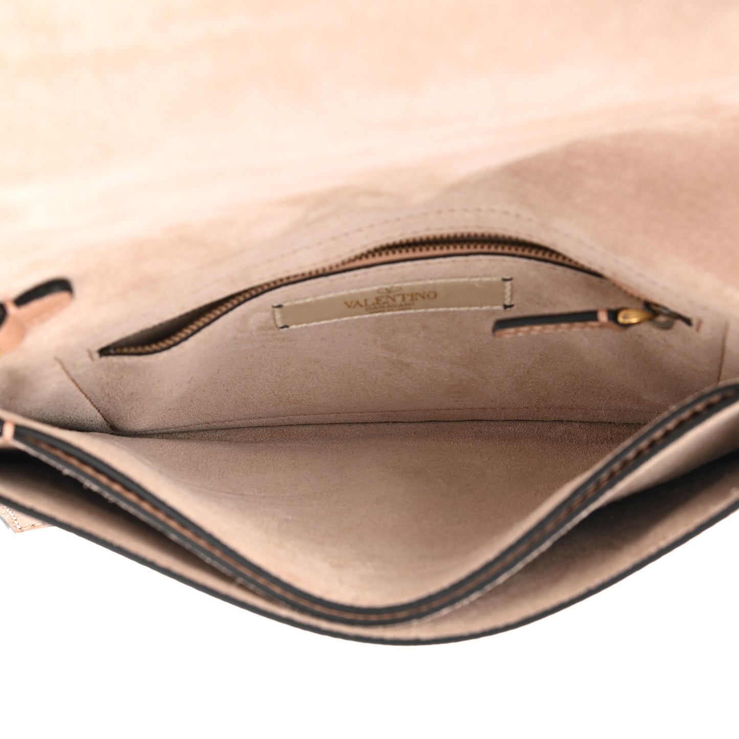 Pebbled Calfskin Beaded Rockstud Wristlet Clutch Soft Noisette