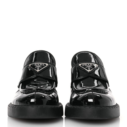 Prada Vernice Triangle 50mm Loafers 38 Black 2 of 12